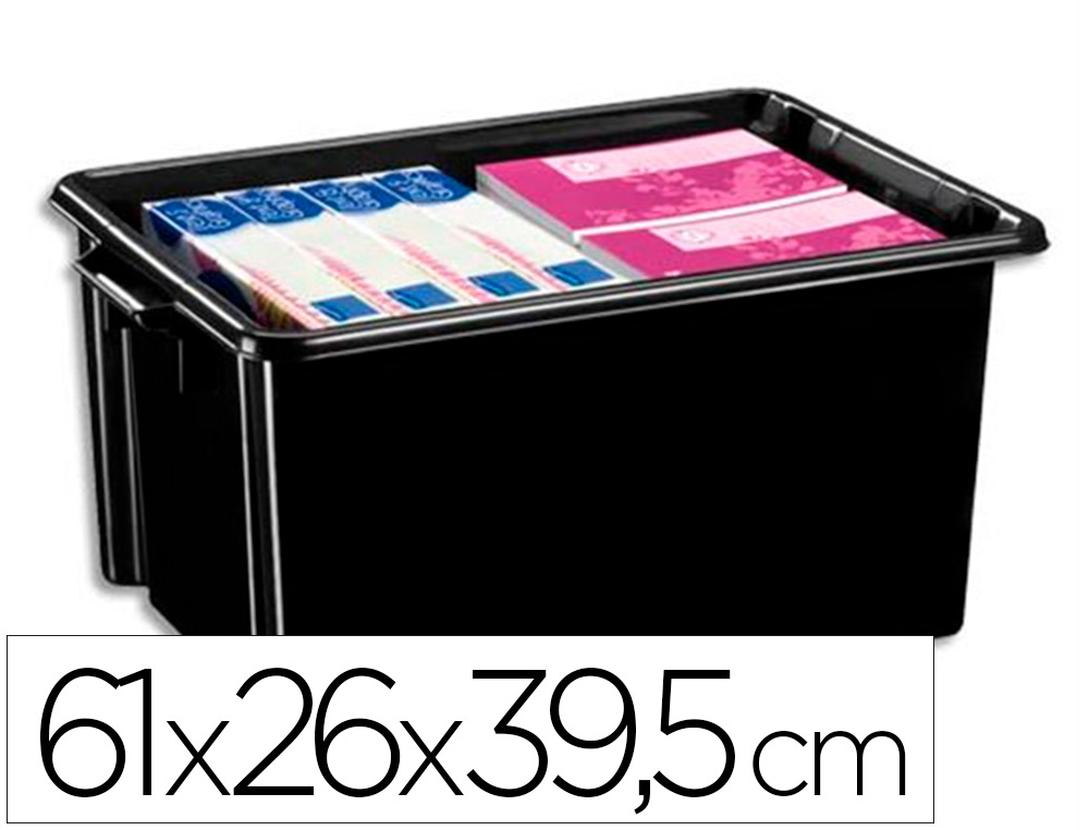 BAC DE RANGEMENT CEP STRATA 48,5L SUPERPOSABLE POLYPROPYLENE 2 POIGNEES SOLIDES LARGE REBORD 61X26X39,5CM NOIR
