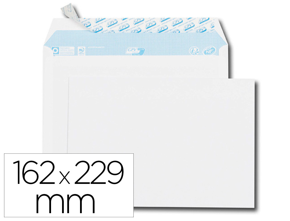 ENVELOPPE GPV EVERYDAY BLANCHE 80G C5 162X229MM BANDE PROTECTION FERMETURE SECURISEE COLLAGE RENFORCE BOITE 500 UNITES