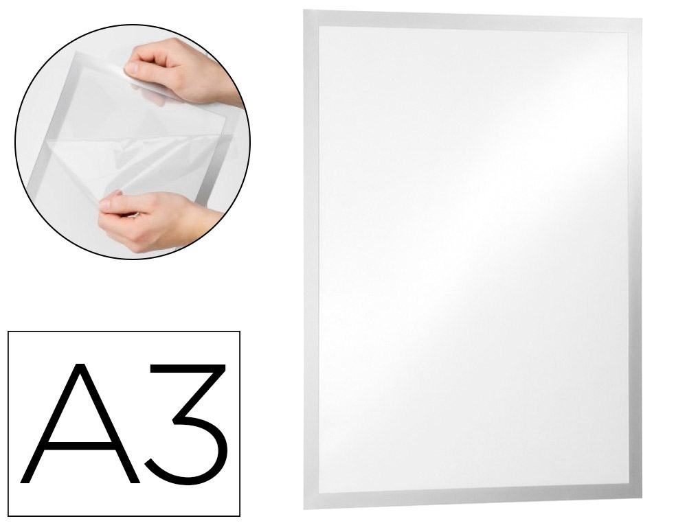 CADRE AFFICHAGE DURABLE POSTER SUN A3 VITROSTATIQUE REPOSITIONNABLE SPECIAL EXPOSITION AU SOLEIL COLORIS ARGENT 2 UNITES