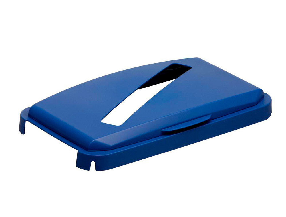 COUVERCLE DURABLE DURABIN TRI PAPIER CARTON CHARNIERE LATERALE FENTE DIAGONALE SE FIXE AUX CONTENEURS DURABIN 60 BLEU