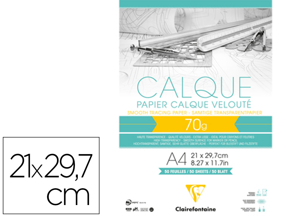 CALQUE 21X29.7 70/75G BLOC 50F