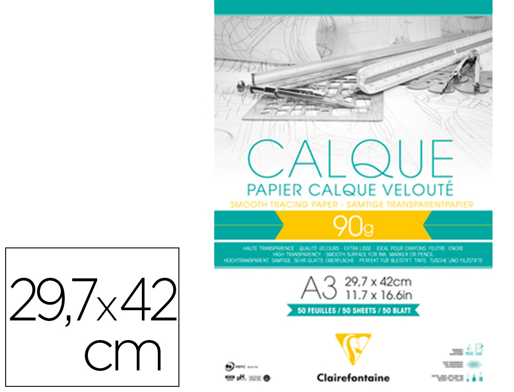 CALQUE 29.7X42 90/95G BLOC 50F
