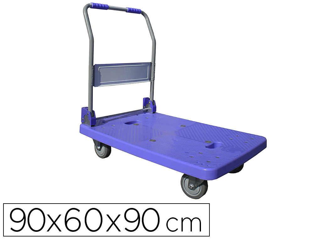 CHARIOT PLIANT VISO METAL POLYPROPYLENE 2 ROUES FIXES 2 PIVOTANTES PATINS ANTIDERAPANTS PLATEFORME 60X90CM CHARGE 320KG