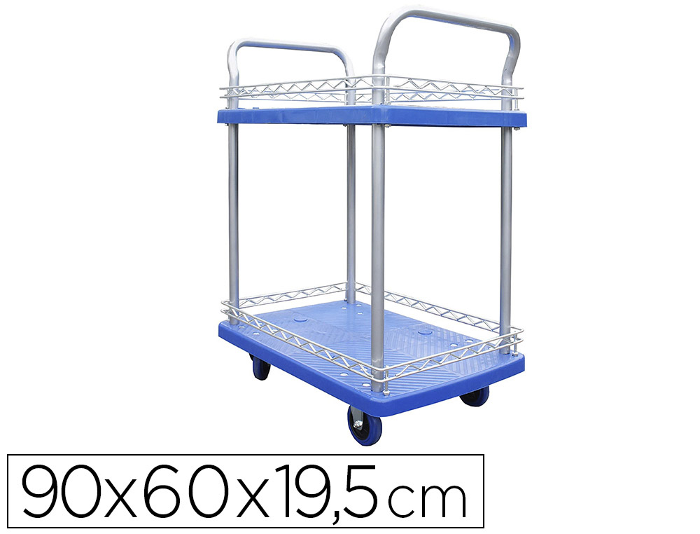 SERVANTE VISO PREMIUM 2 PLATEAUX POLYPROPYLENE 72X48CM REBORDS 2 ROUES FIXES 2 PIVOTANTES CHARGE 150KG