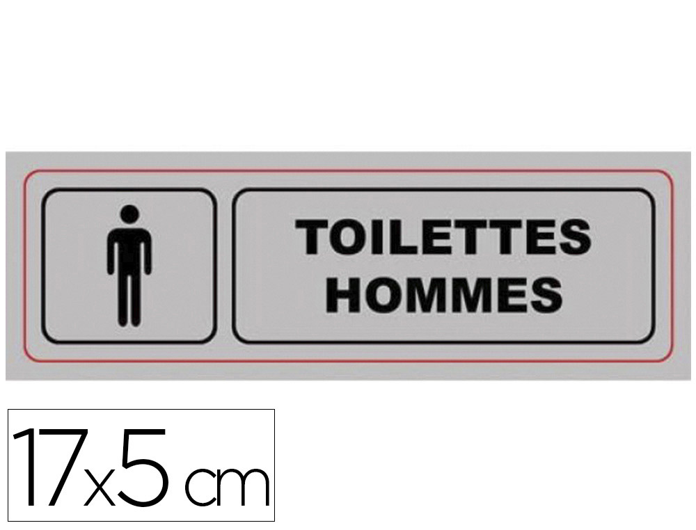PLAQUE SIGNALISATION VISO ALUMINIUM AUTO-ADHESIVE TOILETTES HOMMES 17X5CM