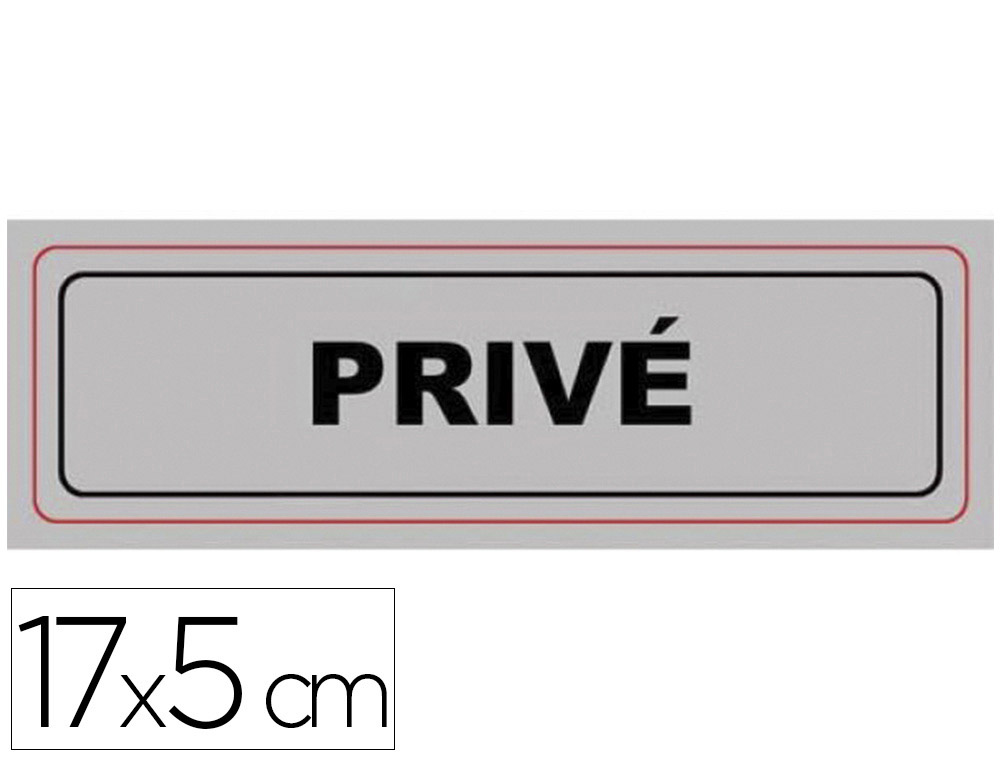 PLAQUE SIGNALISATION VISO ALUMINIUM AUTO-ADHESIVE PRIVE 17X5CM