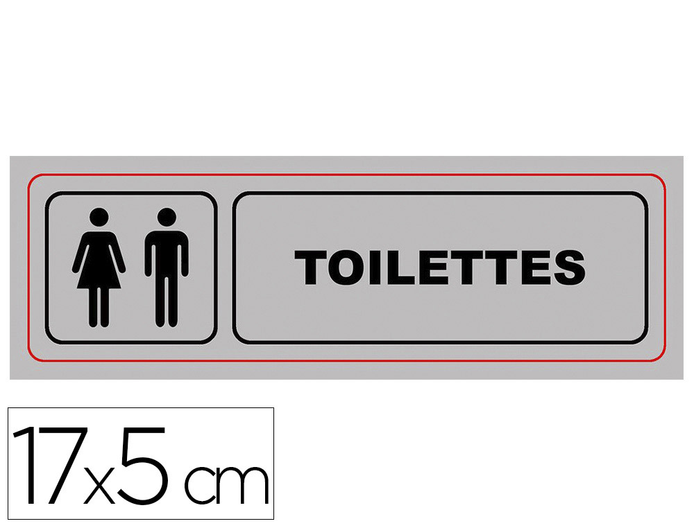 PLAQUE SIGNALISATION VISO ALUMINIUM AUTO-ADHESIVE TOILETTES 17X5CM