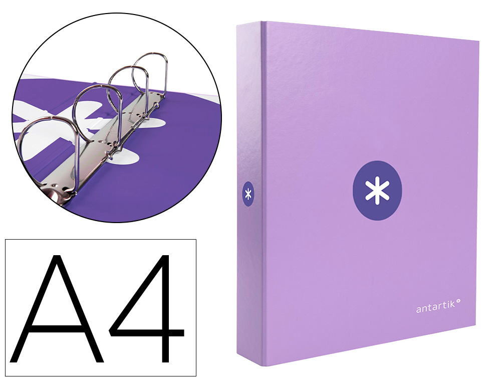 CLASSEUR ANTARTIK 4 ANNEAUX END 40MM A4+ CARTON REMBORDE    COLORIS LAVANDE