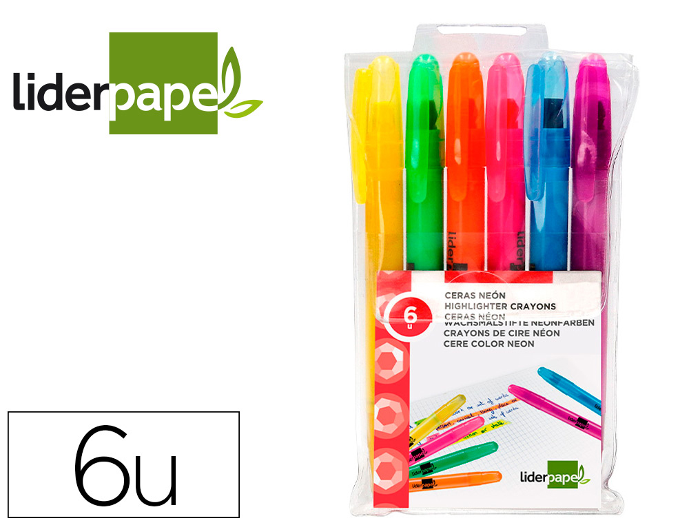 SURLIGNEUR LIDERPAPEL MARQUEUR CIRE GEL STICK       APPLICATEUR FLUORESCENT       POCHETTE DE 6