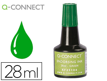ENCRE  TAMPONS Q-CONNECT POUR FEUTRE OU MOUSSE COLORIS VERT FLACON 28ML