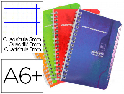 RPERTOIRE CLAIREFONTAINE RELIURE INTGRALE PAPIER SURFIN COUVERTURE CARTE COUCHE VERNIE 110X170MM 100 PAGES 70G 5X5MM