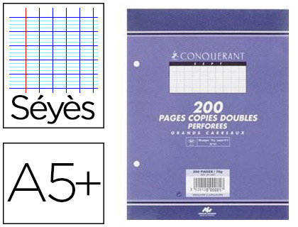 COPIE DOUBLE CONQURANT SEPT A5+ 170X220MM 200P 70G SYS PERFORES