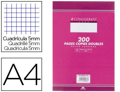 COPIE DOUBLE CONQURANT SEPT A4 210X297MM 200P 70G 5X5MM NON PERFORES