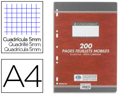 COPIE DOUBLE CONQURANT SEPT A4 210X297MM 200P 70G 5X5MM PERFORES