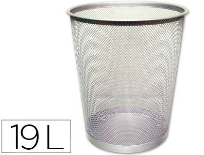 CORBEILLE  PAPIER Q-CONNECT MAILLE MTALLIQUE FORME CIRCULAIRE 19L 295X345X240MM COLORIS GRIS