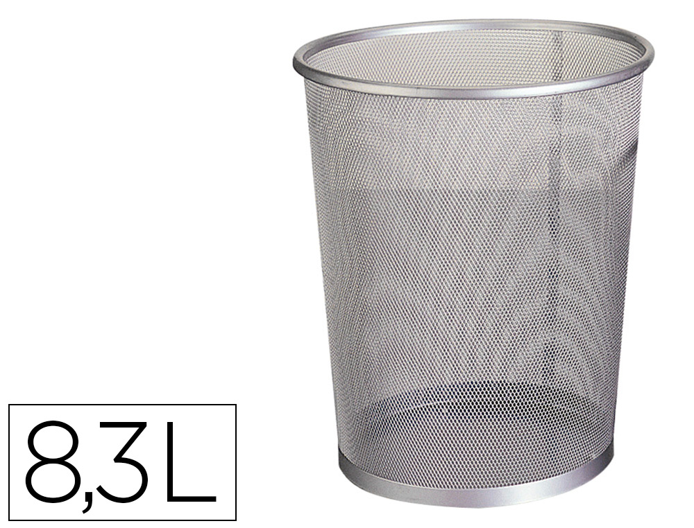 CORBEILLE  PAPIER Q-CONNECT MAILLE MTALLIQUE FORME CIRCULAIRE 8.3L 235X260X190MM COLORIS ARGENT