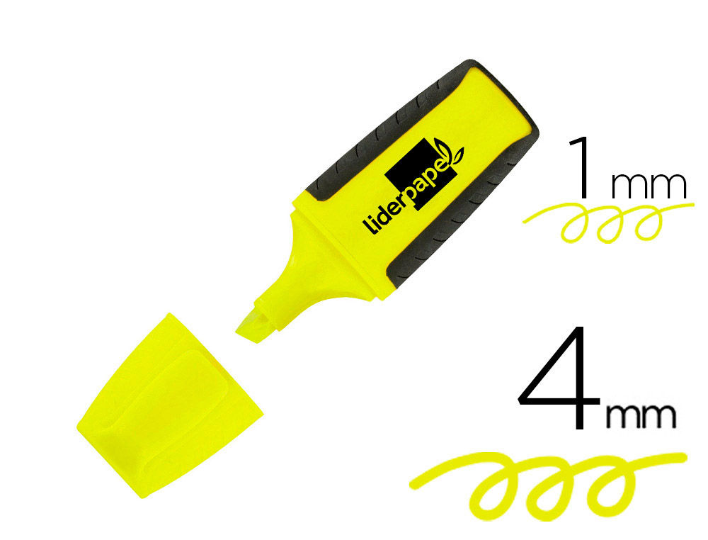 SURLIGNEUR LIDERPAPEL FLUORESCENT MINI TRAC 1/4MM POINTE BISEAUTE GRIP CAOUTCHOUC COLORIS JAUNE