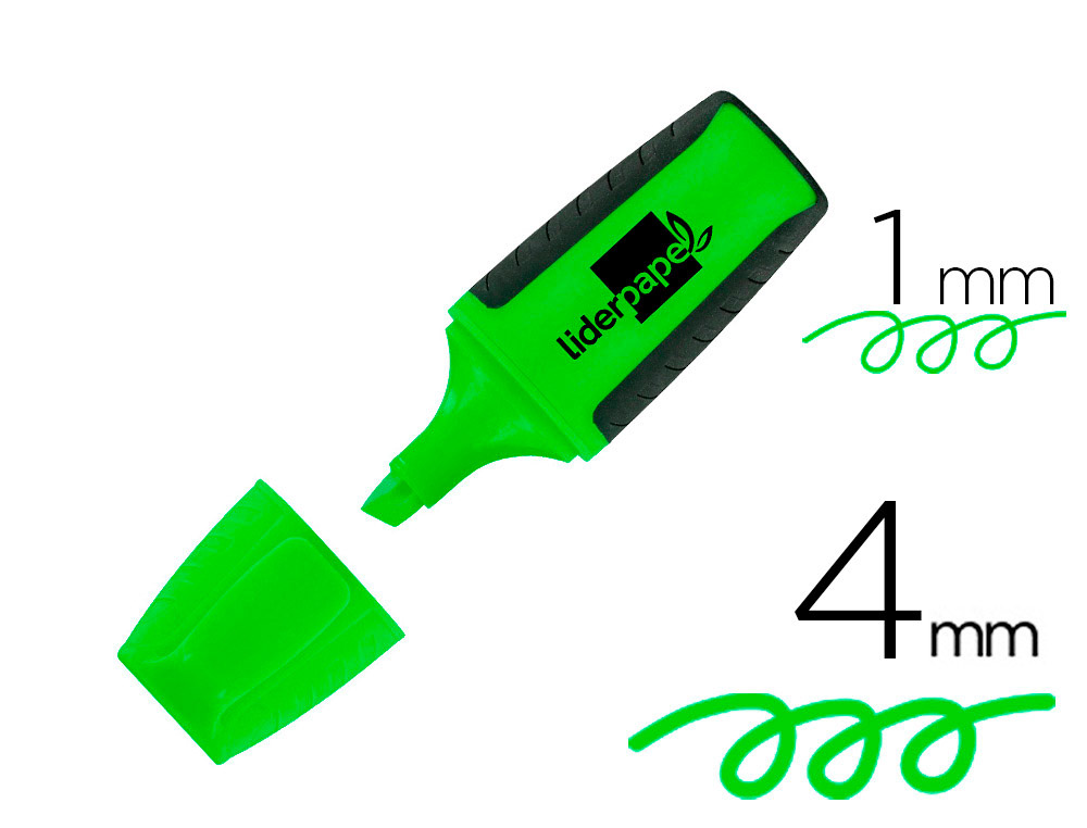 SURLIGNEUR LIDERPAPEL FLUORESCENT MINI TRAC 1/4MM POINTE BISEAUTE GRIP CAOUTCHOUC COLORIS VERT