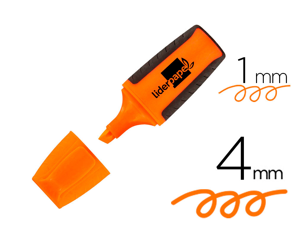 SURLIGNEUR LIDERPAPEL FLUORESCENT MINI TRAC 1/4MM POINTE BISEAUTE GRIP CAOUTCHOUC COLORIS ORANGE