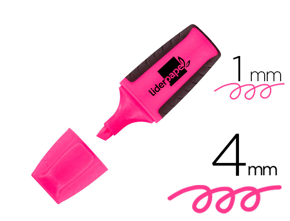 SURLIGNEUR LIDERPAPEL FLUORESCENT MINI TRAC 1/4MM POINTE BISEAUTE GRIP CAOUTCHOUC COLORIS ROSE