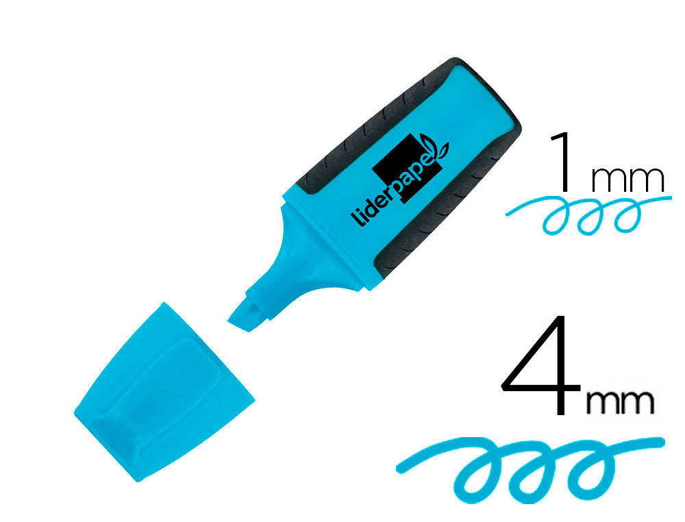 SURLIGNEUR LIDERPAPEL FLUORESCENT MINI TRAC 1/4MM POINTE BISEAUTE GRIP CAOUTCHOUC COLORIS BLEU