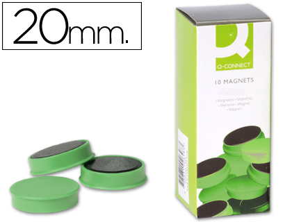 AIMANT Q-CONNECT DIAMTRE 20MM AFFICHAGE SIGNALISATION TOUTES SURFACES MTALLIQUES COLORIS VERT BOTE 10 UNITS