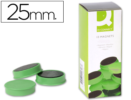 AIMANT Q-CONNECT DIAMTRE 25MM AFFICHAGE SIGNALISATION TOUTES SURFACES MTALLIQUES COLORIS VERT BOTE 10 UNITS
