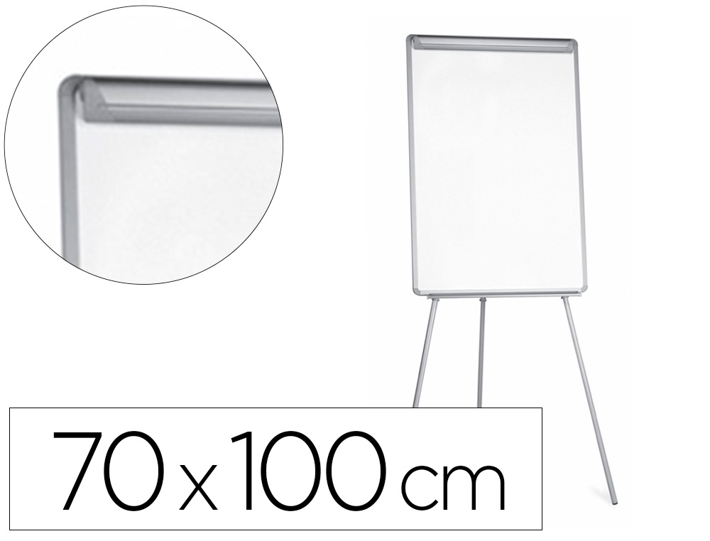 CHEVALET CONFRENCE Q-CONNECT TABLEAU LAMIN 70X100CM CADRE PLASTIQUE PINCE BLOC PAPIER AUGET PORTE-MARQUEURS