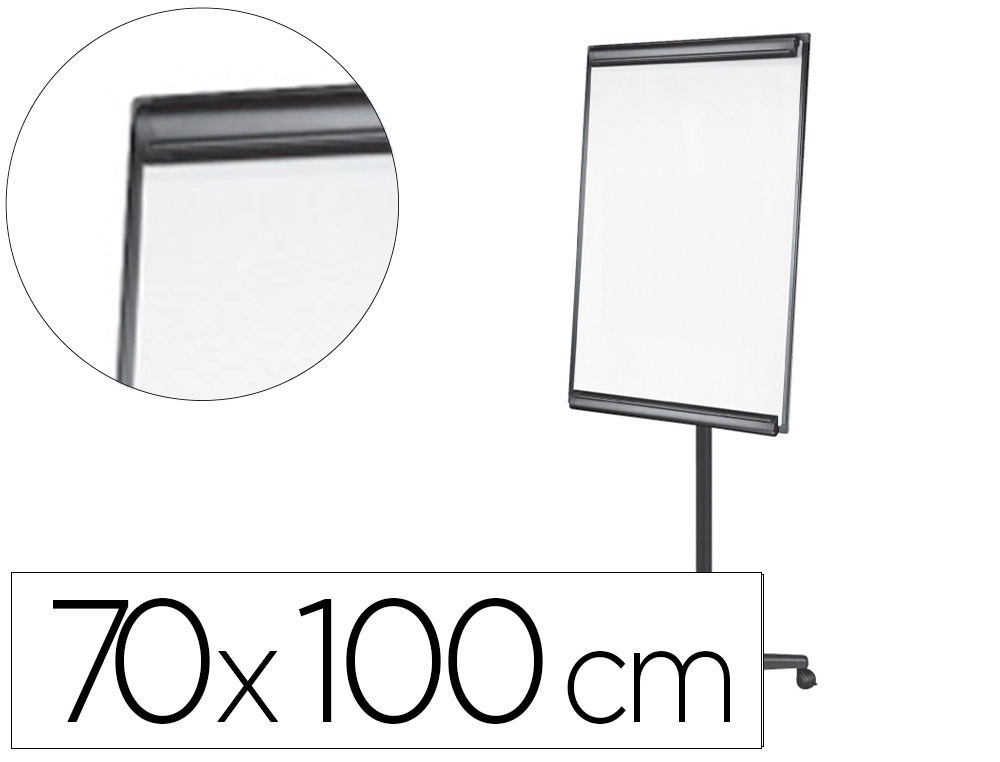 CHEVALET CONFRENCE Q-CONNECT TABLEAU MAGNTIQUE 70X100CM CADRE ALUMINIUM PINCE BLOC PAPIER AUGET PORTE-MARQUEURS ROUES