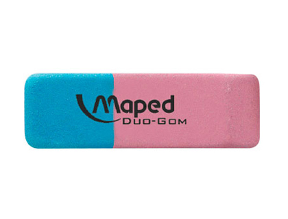 GOMME MAPED DUO-GOM MIXTE CAOUTCHOUC LARGE CT ROSE CRAYON CT BLEU ENCRE