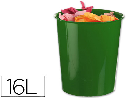 CORBEILLE  PAPIER Q-CONNECT PLASTIQUE RSISTANT 16L 310X290MM COLORIS VERT OPAQUE