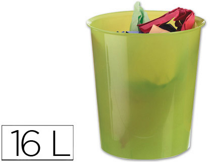 CORBEILLE  PAPIER Q-CONNECT PLASTIQUE RSISTANT 16L 310X290MM COLORIS VERT TRANSLUCIDE