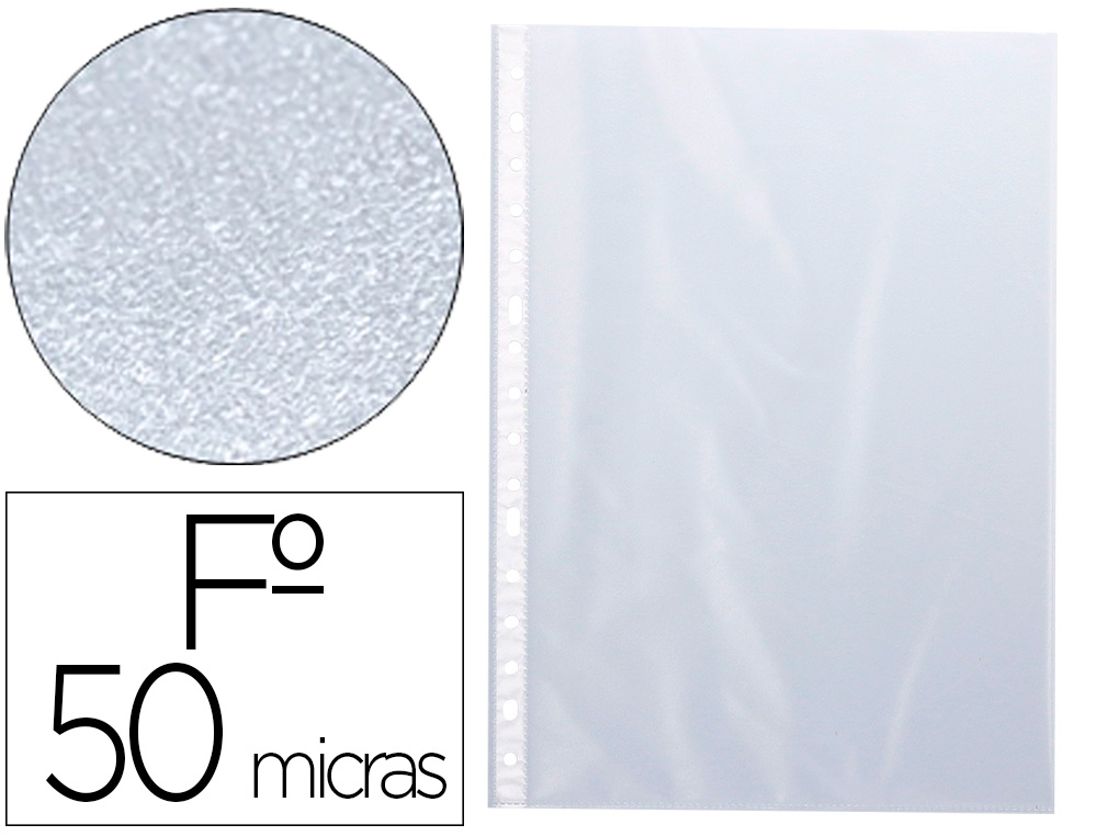 POCHETTE Q-CONNECT PERFOREE FOLIO 50 MC GRAINE BOITE 100  UNITES