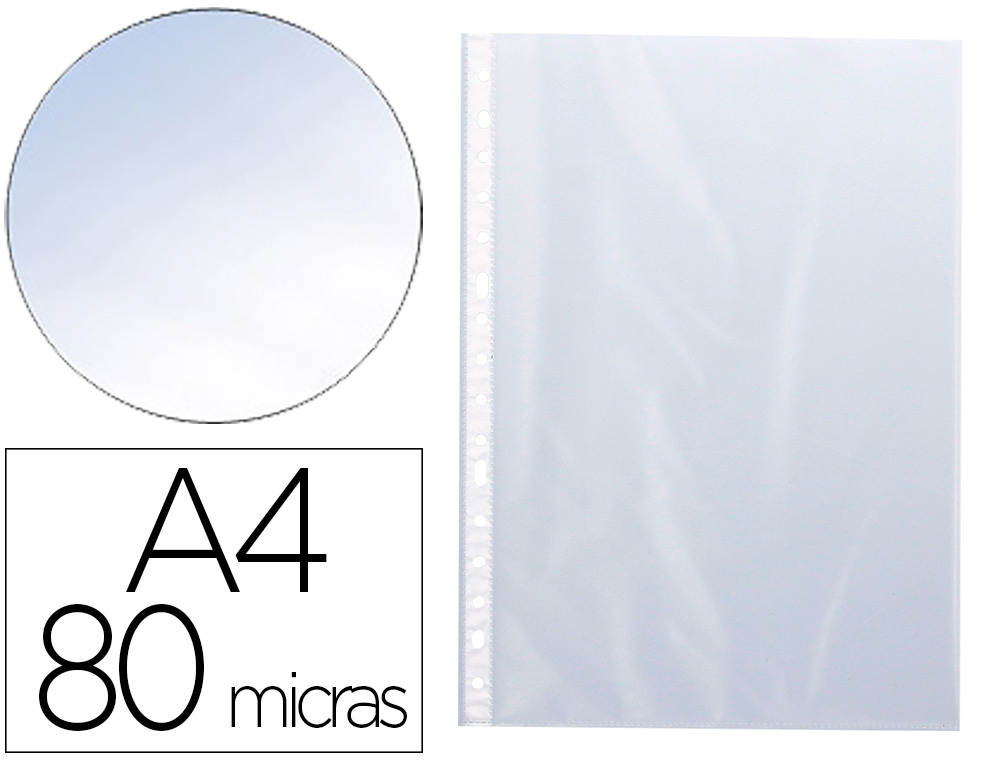 POCHETTE Q-CONNECT PERFOREE DIN A4 80 MC CRISTAL BOITE    100 UNITES