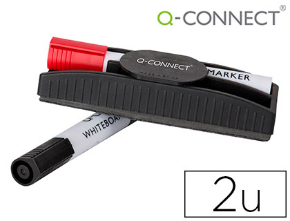BROSSE Q-CONNECT MAGNTIQUE AVEC MARQUEUR ROUGE ET NOIR POUR TABLEAU BLANC