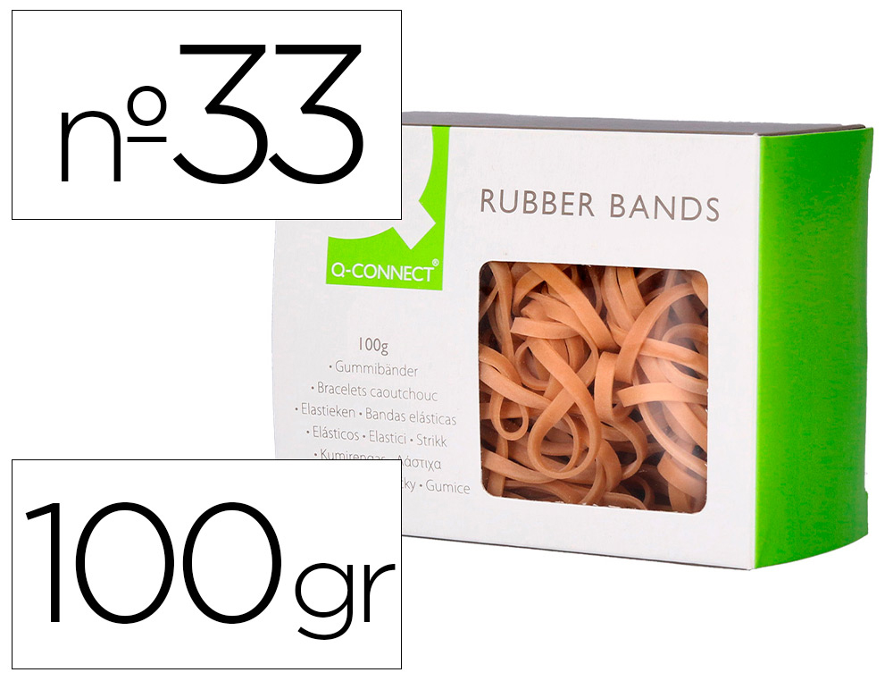BRACELET CAOUTCHOUC Q-CONNECT N.33 90X3MM BOTE FENTRE 100G
