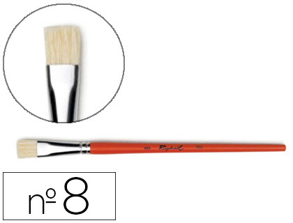 BROSSE PLATE RAPHAL SOIE DE PORC N8 VIROLE FER BLANC NICKEL